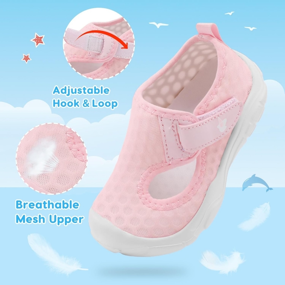Pink Mesh Breathable Slip-on Toddler Girl Shoes Beach Pool - Picture 2 of 9